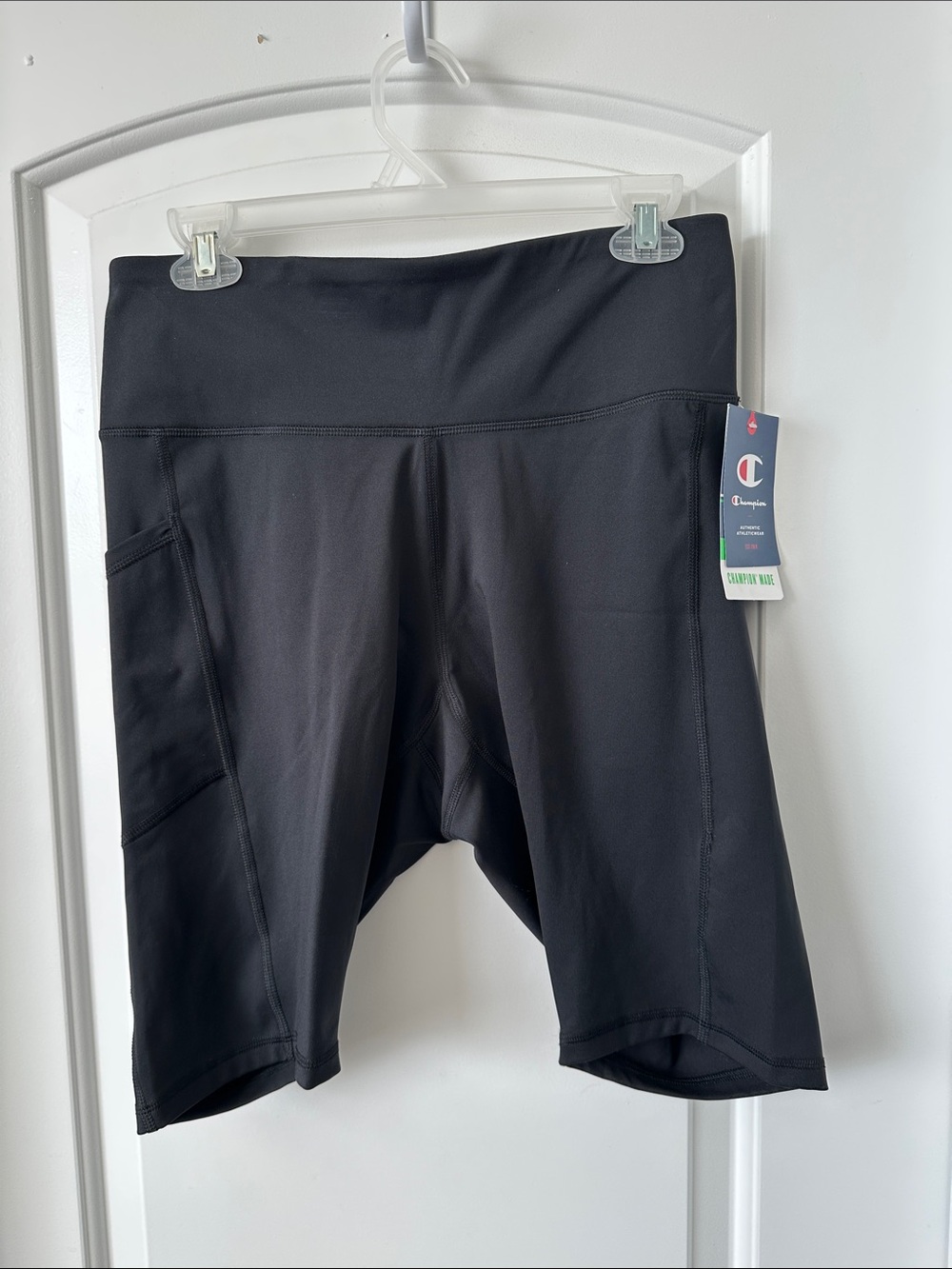 Champion Black High-Rise Bike Shorts with Side Pocket